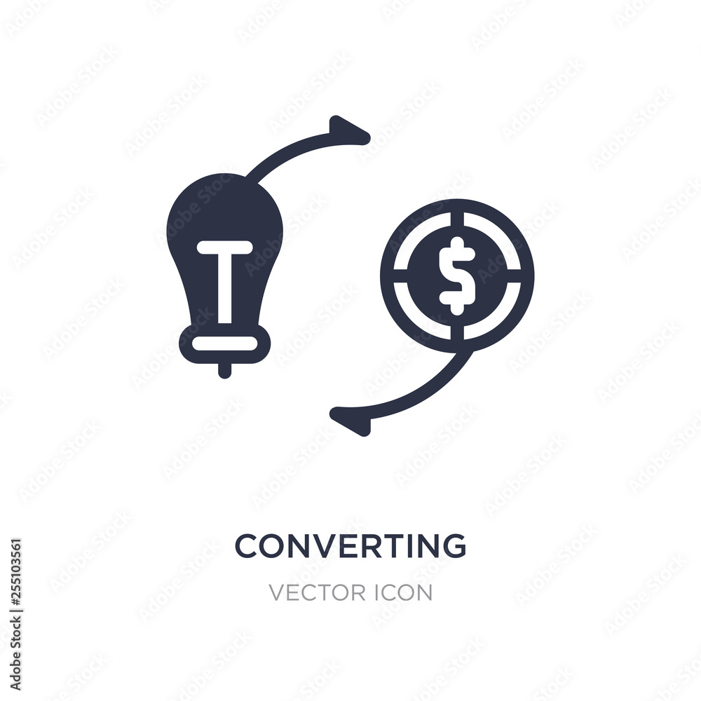 converting ideas in money icon on white background. Simple element illustration from Business concept. converting ideas in money icon on white background. Simple element illustration from Business concept.