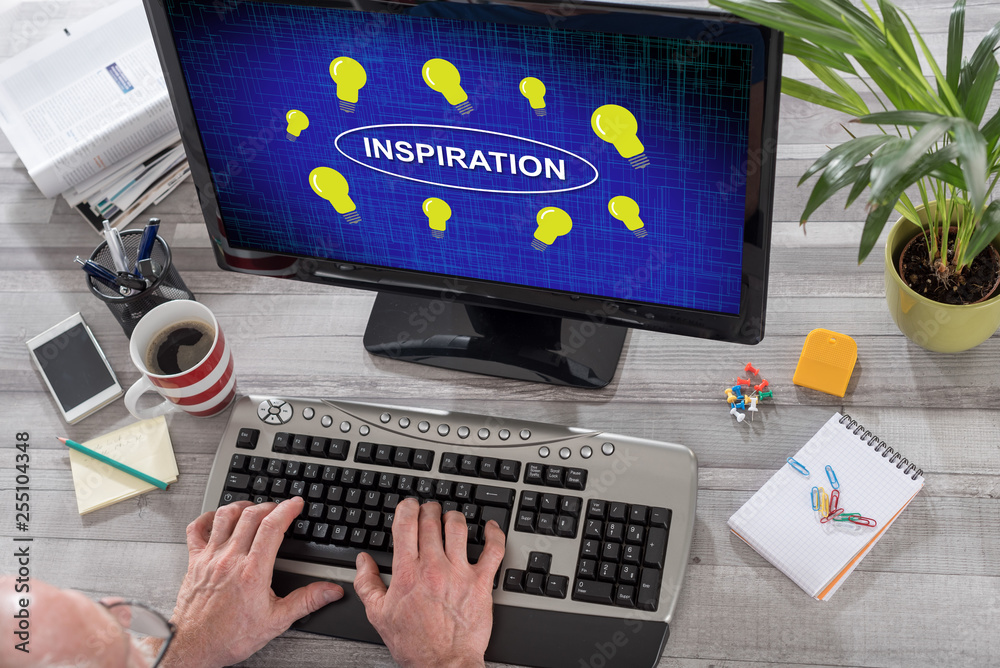 Inspiration concept on a computer Inspiration concept on a computer