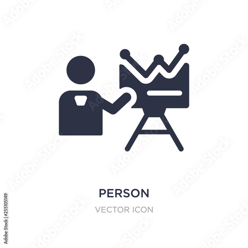 person explaining strategy icon on white background. Simple element illustration from Business and analytics concept.