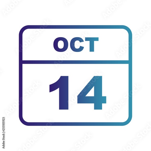 October 14th Date on a Single Day Calendar
