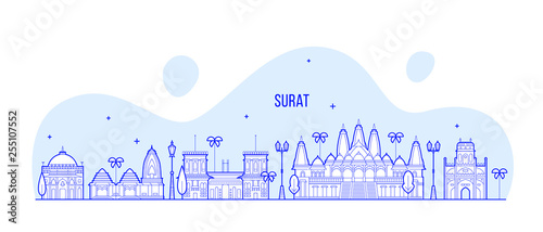 Surat skyline Gujarat India city buildings vector photo