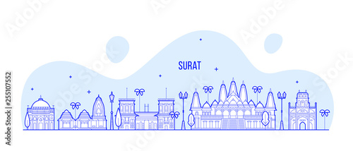 Vászonkép Surat skyline Gujarat India city buildings vector