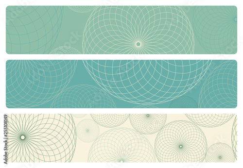 banners set with wired bubbles abstract pattern green ivory