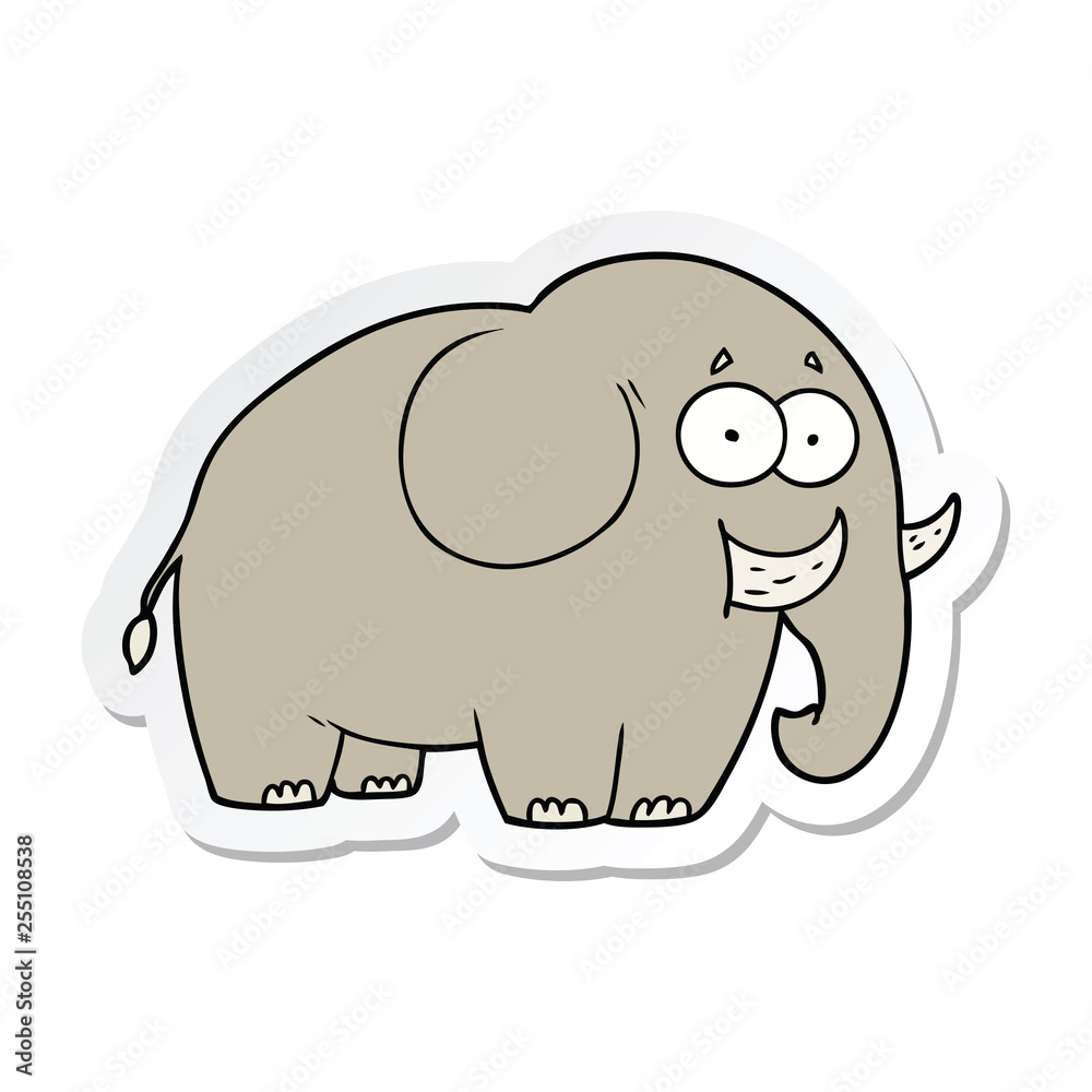Fototapeta sticker of a cartoon elephant