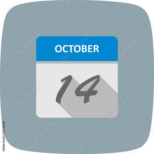 October 14th Date on a Single Day Calendar
