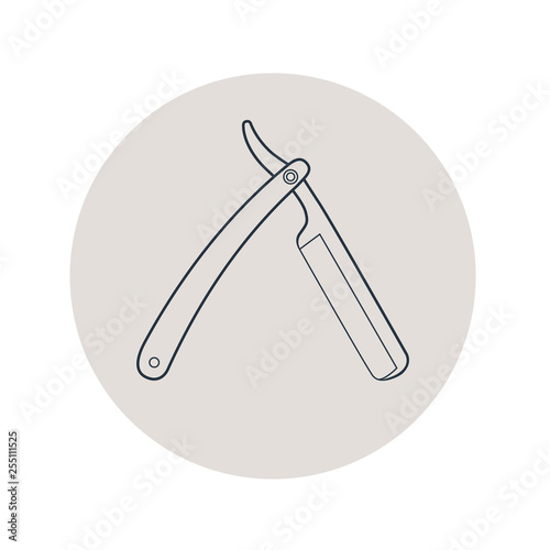 Icono plano lineal navajas afeitar en círculo gris