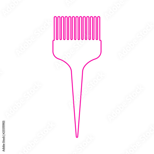 Icono plano lineal peine para tinte en color rosa