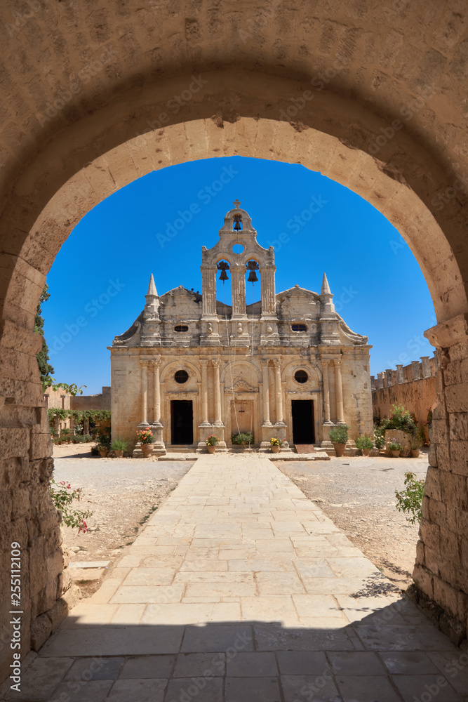 The main church of Arkadi Monastery in Rethymno, Crete, Greece.