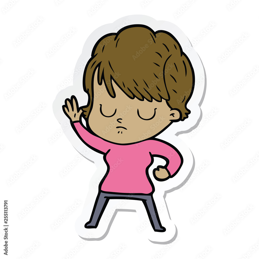 sticker of a cartoon woman