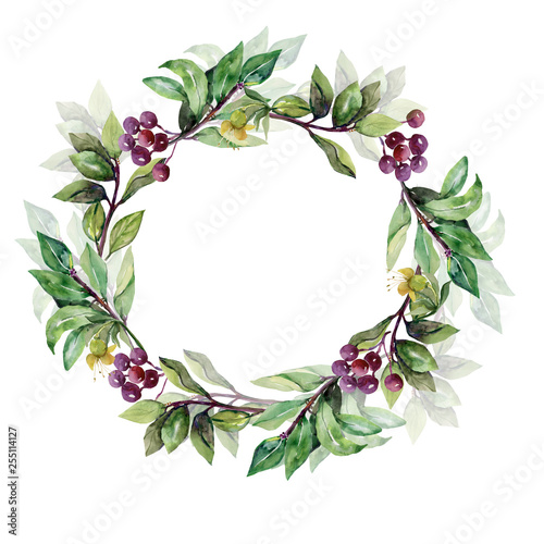 Laurel wreath. Watercolor..