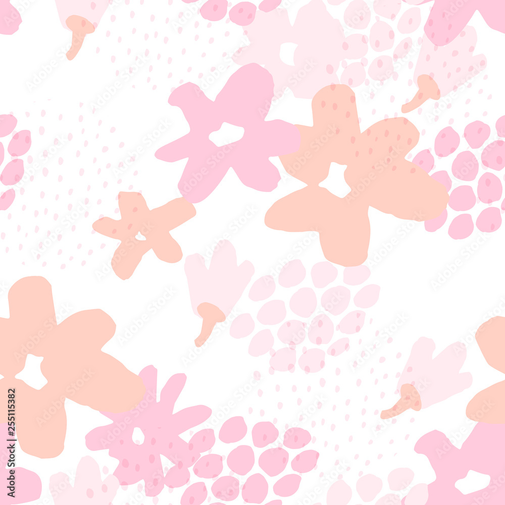 Abstract floral seamless pattern with trendy hand drawn textures. Abstract floral seamless pattern with trendy hand drawn textures.