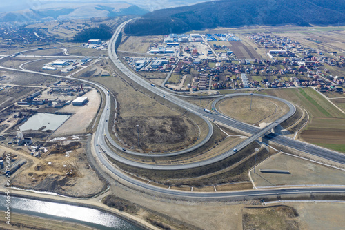 Aerial view of highway intersection
