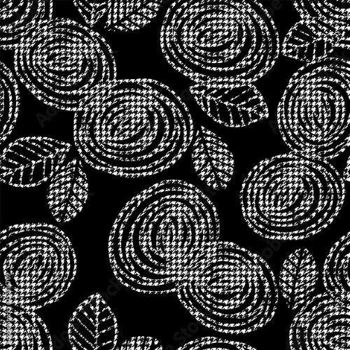 Plaid seamless pattern with roses. Modern design for paper, cover, fabric, interior decor and other users