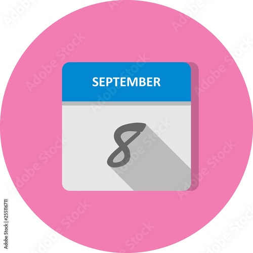 September 8th Date on a Single Day Calendar