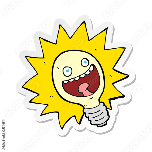 sticker of a cartoon lightbulb