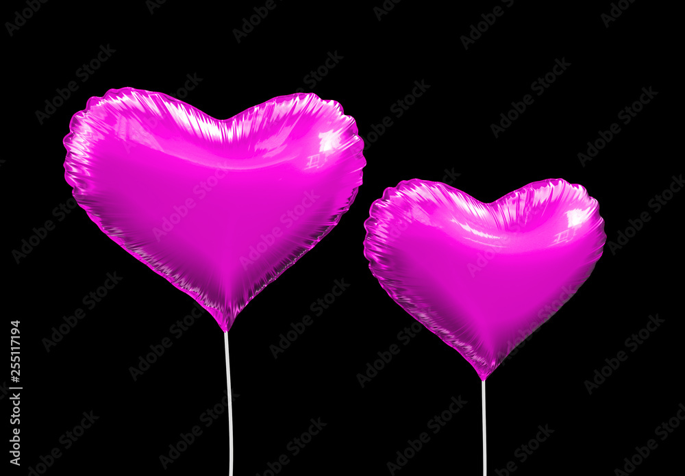 Hearts Balloons Mockup. 3d rendering.