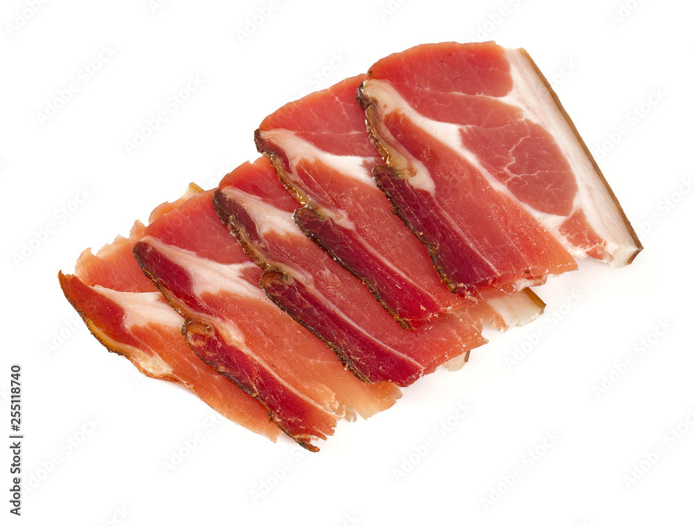 italian speck isolated on white italian speck isolated on white