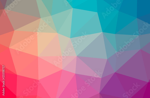 Illustration of abstract Blue, Green, Red And Yellow horizontal low poly background. Beautiful polygon design pattern.