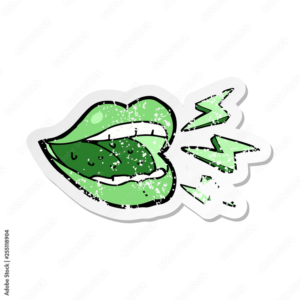 retro distressed sticker of a cartoon smiling halloween mouth retro distressed sticker of a cartoon smiling halloween mouth