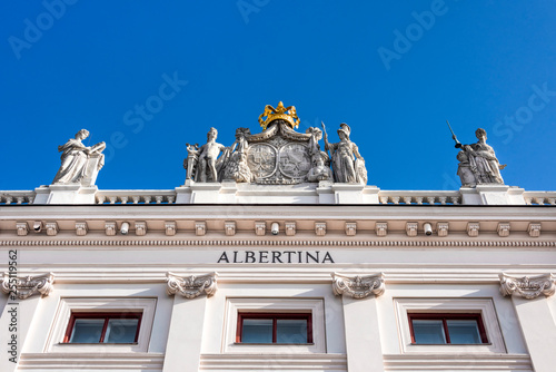 Canvas Print Austria, Vienna, Albrechtsplatz: Front view of world famous Albertina museum pal