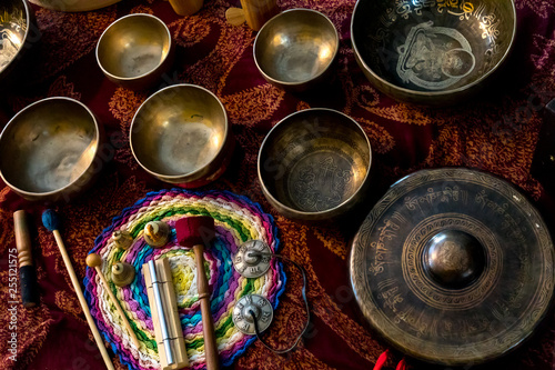 set of bronze utensils for gong therapy