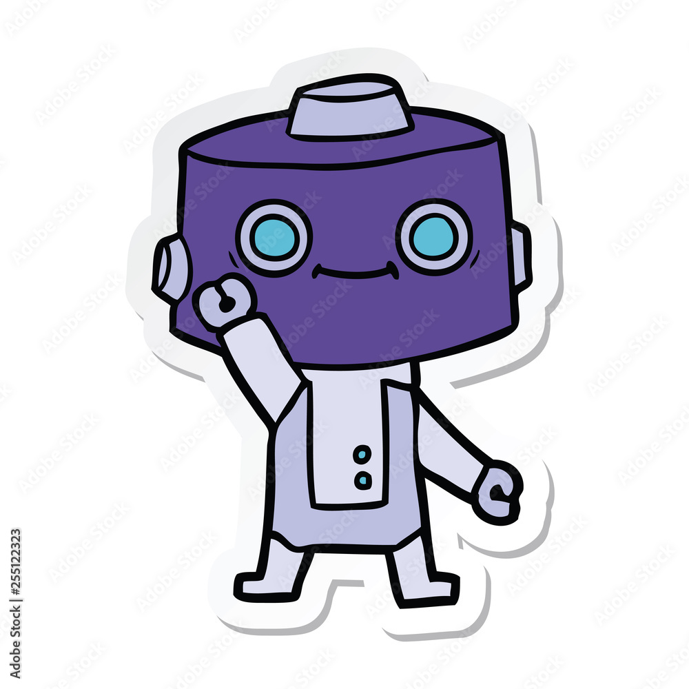 sticker of a cartoon robot sticker of a cartoon robot