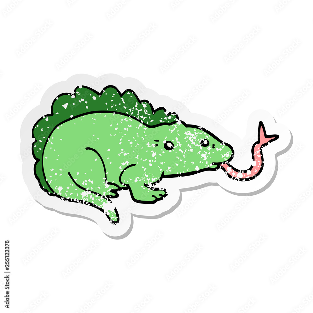 Obraz premium distressed sticker of a cartoon lizard