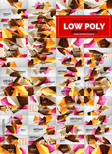 Mega collection of triangle low poly backgrounds