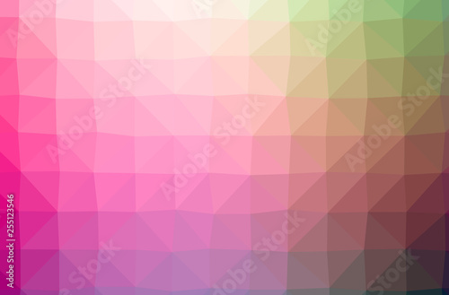 Illustration of abstract Green, Pink, Yellow horizontal low poly background. Beautiful polygon design pattern.