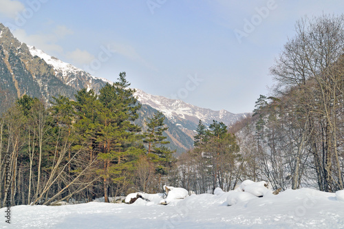 winter mountain landscape on a sunny day