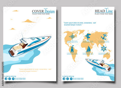 Top view speed boat on water poster