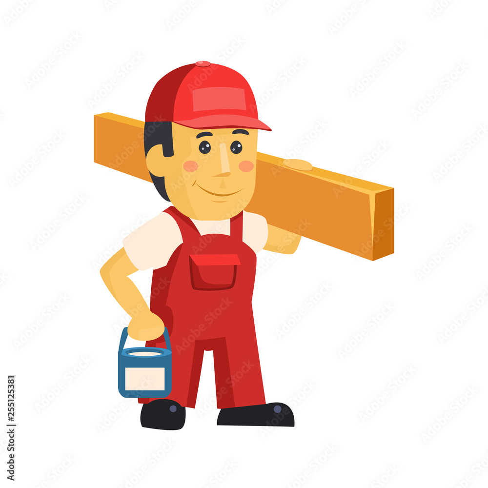 Friendly construction worker man with tools, vector Friendly construction worker man with tools, vector