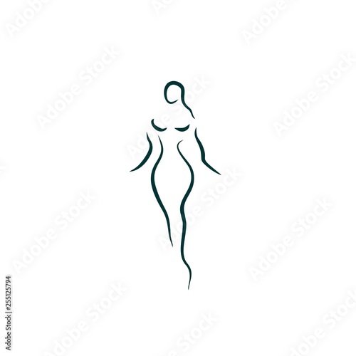 woman shape vector line illustration