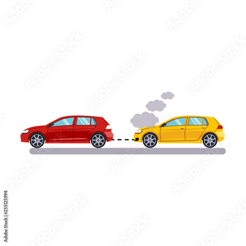 Fototapeta Naklejka Na Ścianę i Meble -  Car and Transportation. Towing Cars. Vector Illustration