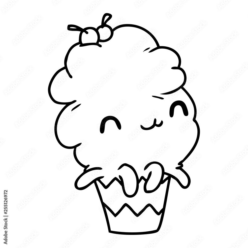 line drawing kawaii octopus cupcake line drawing kawaii octopus cupcake