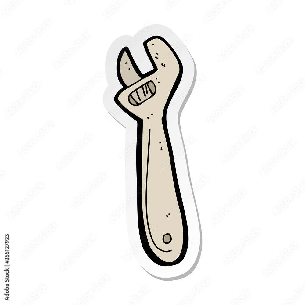 sticker of a cartoon adjustable spanner sticker of a cartoon adjustable spanner