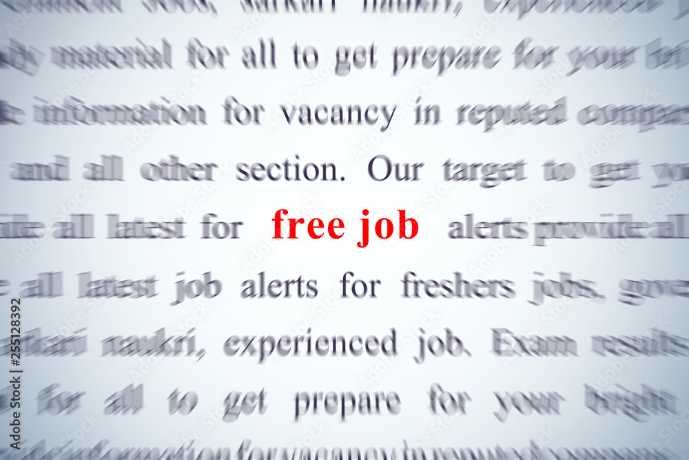 free job word, concept on focus