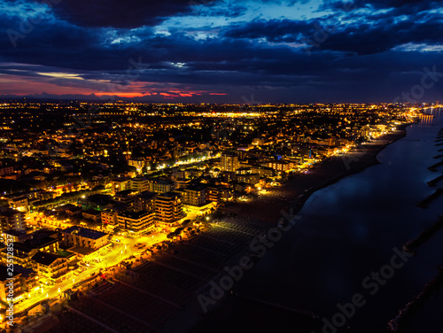 Night Beach Scene in Igea Marina, Bellaria,  Rimini
