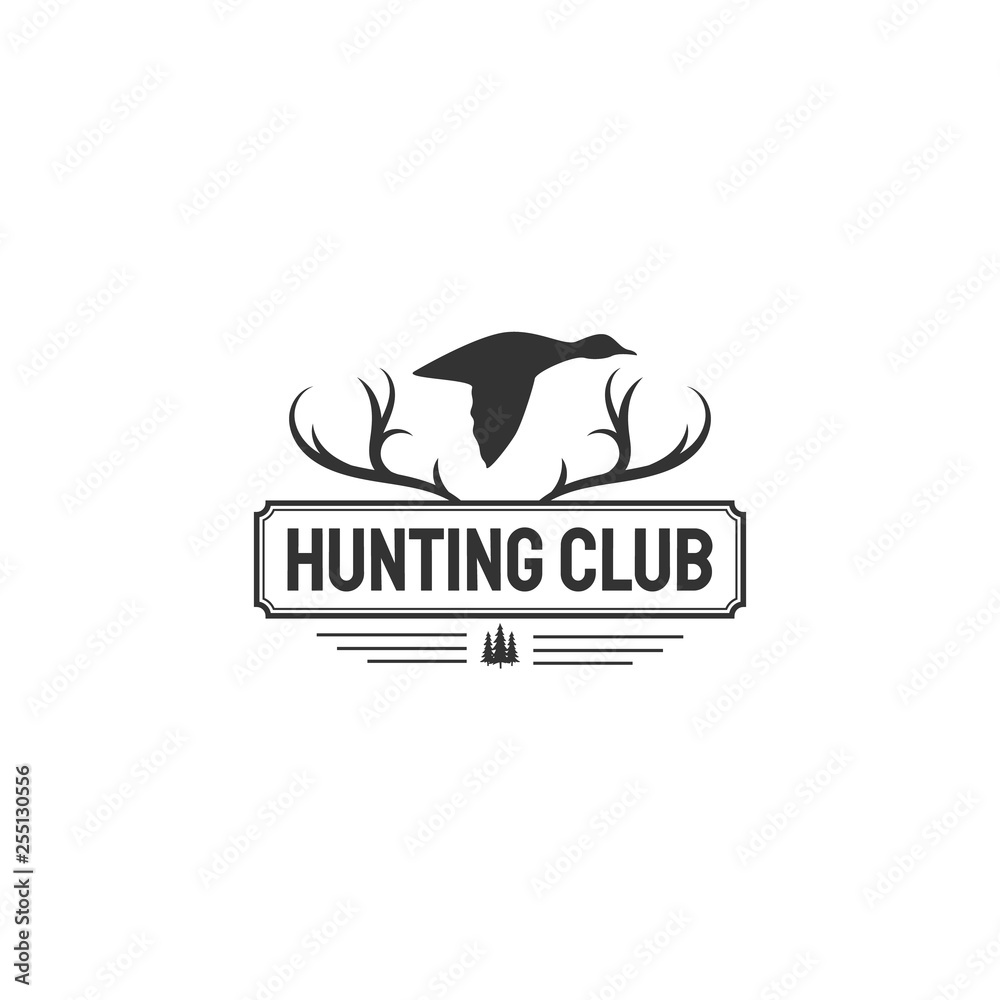 Obraz premium hunting club logo, with antlers and duck