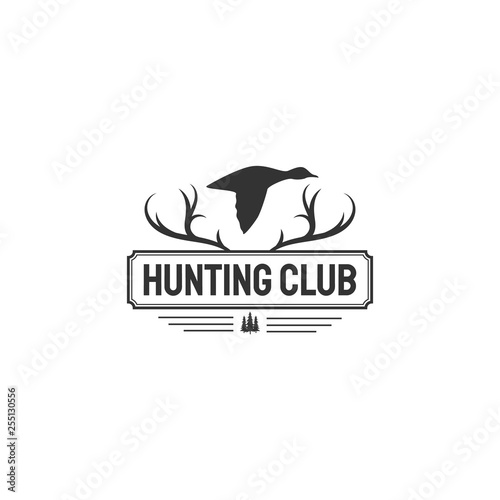 hunting club logo, with antlers and duck