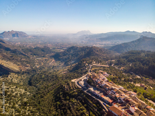Panoramic view of La Vall de Laguar Campell town in Alicante, Spain