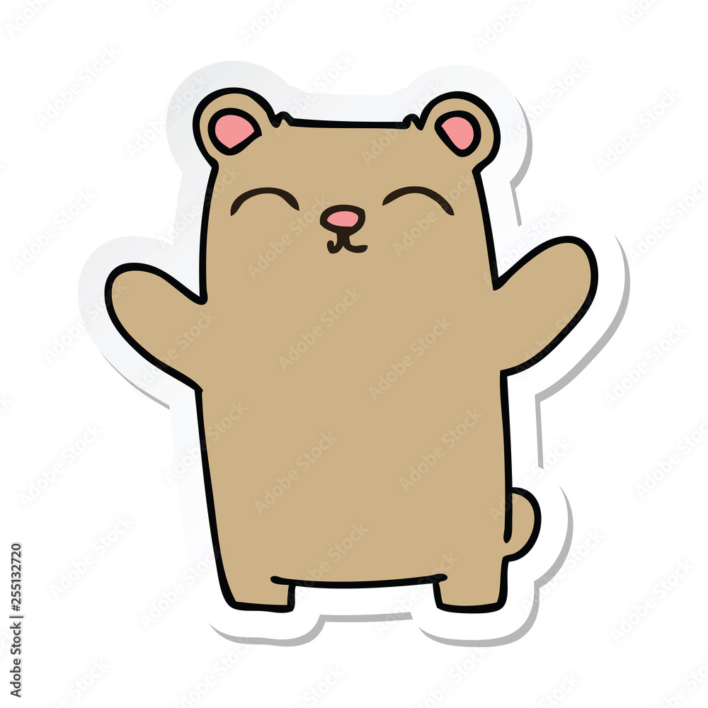 sticker of a quirky hand drawn cartoon bear sticker of a quirky hand drawn cartoon bear