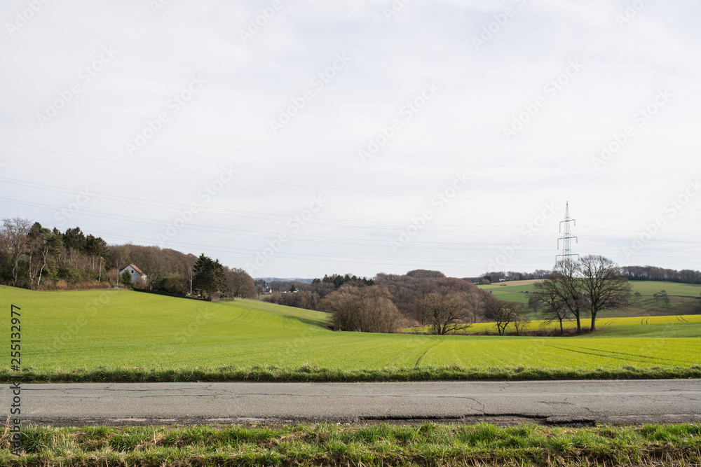 Landschaft in Deutschland mit einer Landstrasse Landschaft in Deutschland mit einer Landstrasse