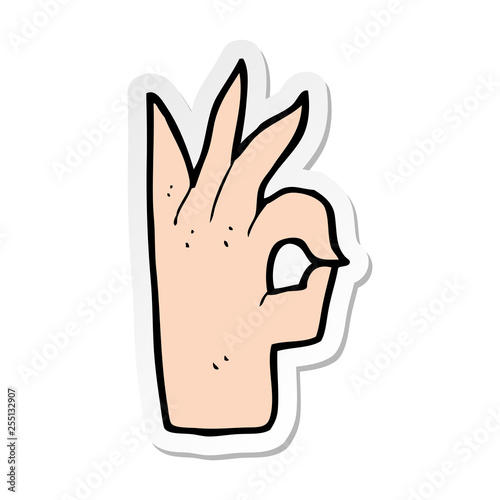 sticker of a cartoon okay hand gesture