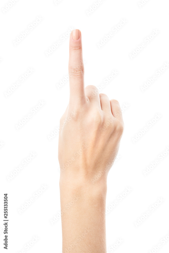 Female hand is showing numbers isolated on white background. Sign language. Hand numbers Female hand is showing numbers isolated on white background. Sign language. Hand numbers