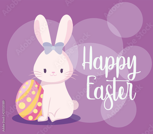 cute rabbit female with egg of easter