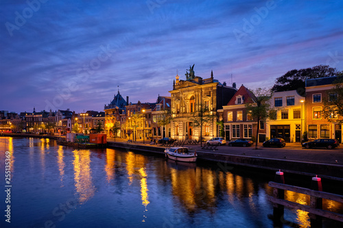 Canal and houses in the evening. Haarlem, Netherlands © Dmitry Rukhlenko
