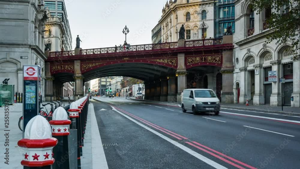 Holborn Viaduct road bridge crossing over Farringdon Street in City of London