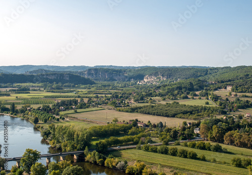 View of the River Dordogne and the Dordogne Valley from the walls of the old town of Domme, Dordogne, France
