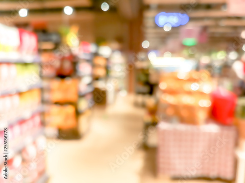 blur background with bokeh of Supermarket store © joeycheung